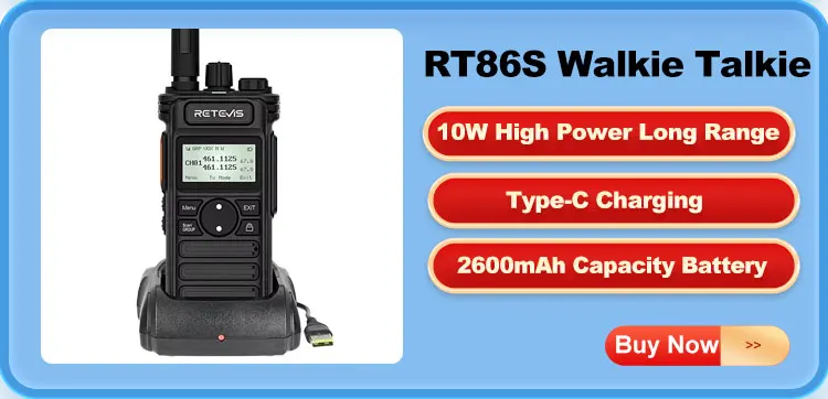 Retevis RT86 Walkie Talkie Professional Two Way Radio Long Range Type-C Communication Radio for Outdoor Business Farm