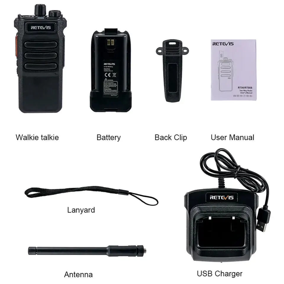 Retevis RT86 Walkie Talkie Professional Two Way Radio Long Range Type-C Communication Radio for Outdoor Business Farm