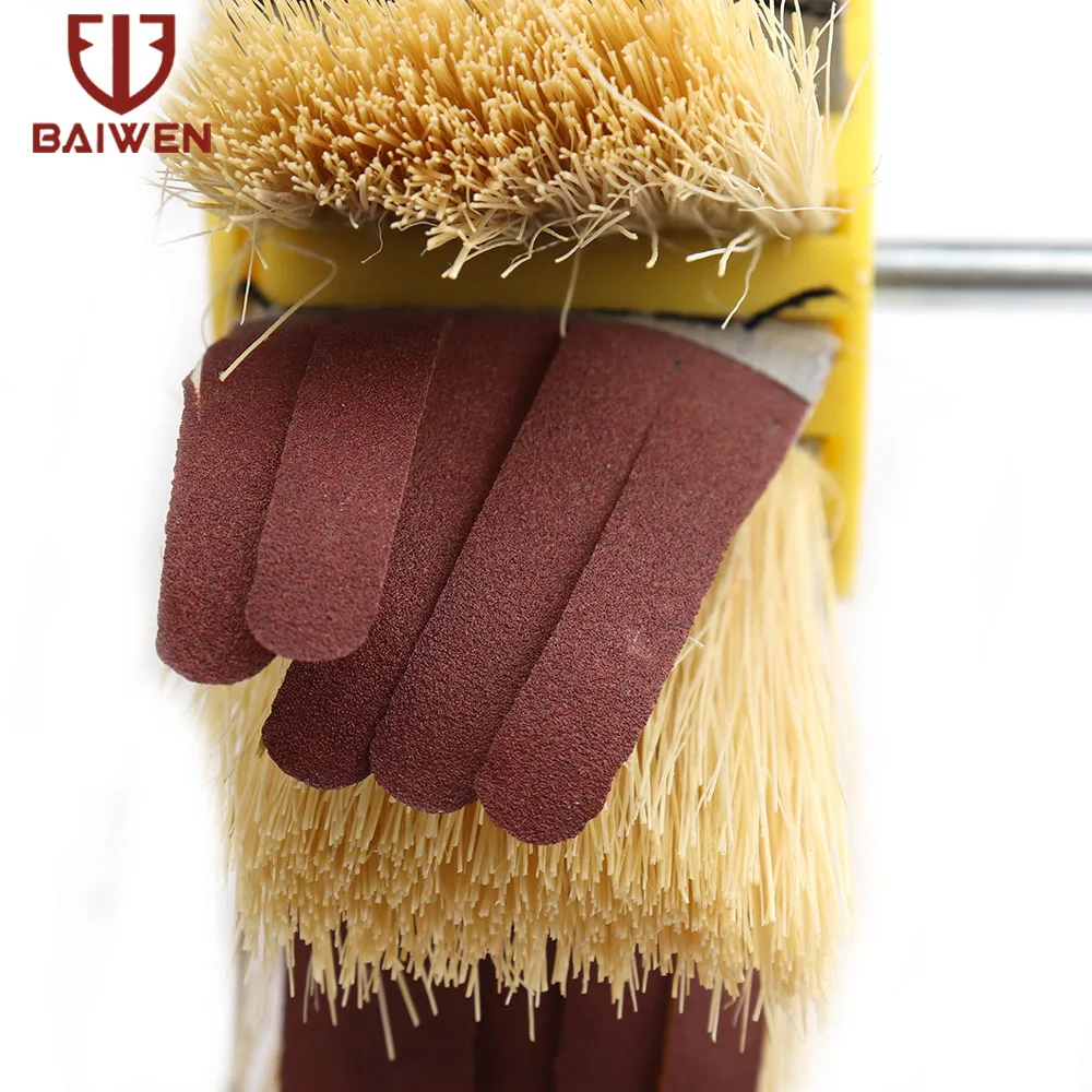 150mm X 6mm Shaft Mounted Sisal & Emery Cloth Bristle Polishing Brush Wheel for Wood Primer Sanding 80/120/180/240/320/400 Grit