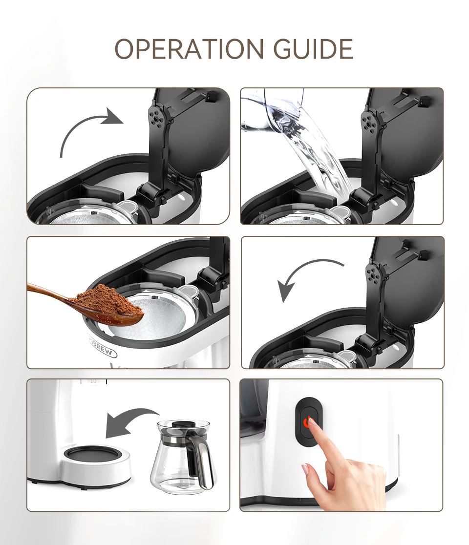 HiBREW 3 in 1 America Drip Coffee Machine Pour Over Coffee Maker Glass Teapot Hot Tea Maker 750ML H12