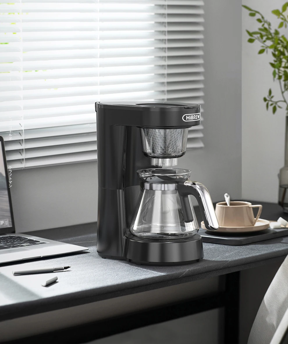 HiBREW 3 in 1 America Drip Coffee Machine Pour Over Coffee Maker Glass Teapot Hot Tea Maker 750ML H12