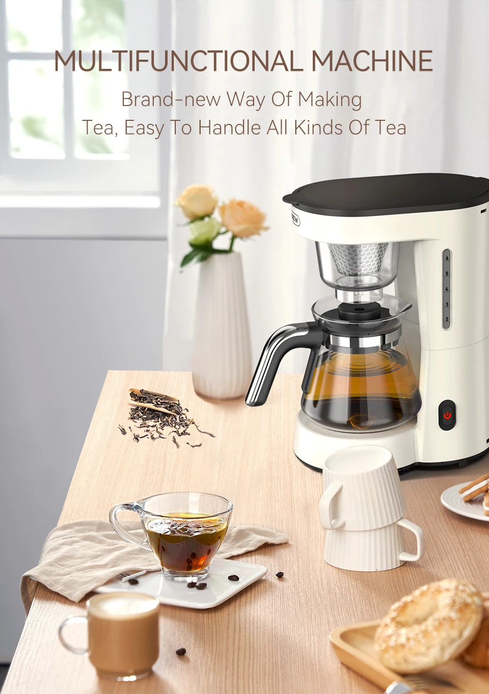HiBREW 3 in 1 America Drip Coffee Machine Pour Over Coffee Maker Glass Teapot Hot Tea Maker 750ML H12