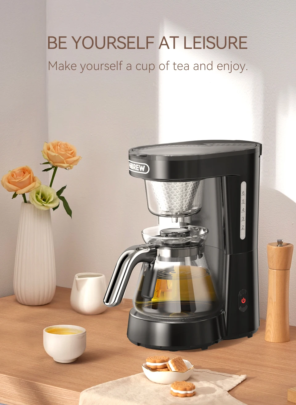 HiBREW 3 in 1 America Drip Coffee Machine Pour Over Coffee Maker Glass Teapot Hot Tea Maker 750ML H12