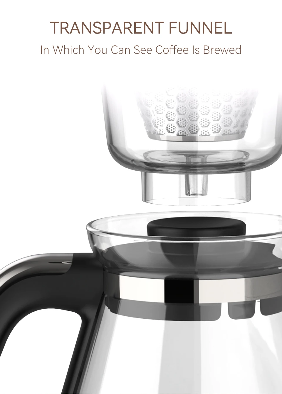 HiBREW 3 in 1 America Drip Coffee Machine Pour Over Coffee Maker Glass Teapot Hot Tea Maker 750ML H12