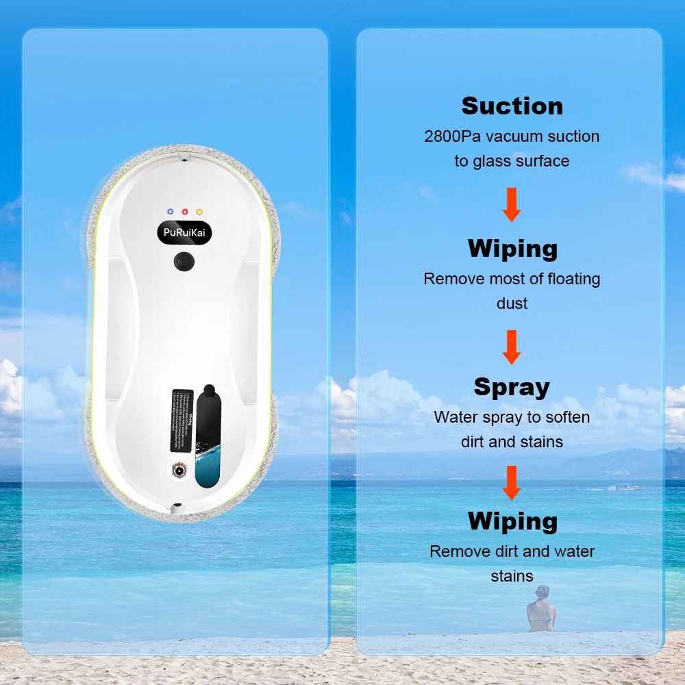 Household window automatic water spray cleaning robot vacuum cleaner remote control electric window wiper household glass wiper
