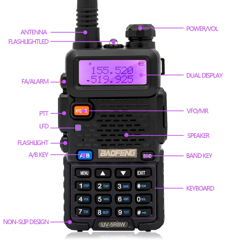 1/2PCS Baofeng UV 5R 5W 8W Walkie Talkie Portable Ham CB Radio Dual Band VHF UHF FM Transceiver Two Way Radio UV82 S9 K5 Plus