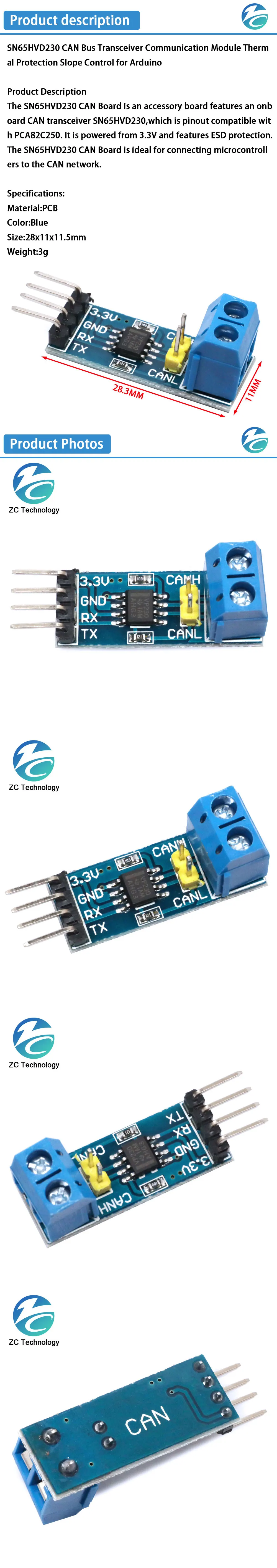 SN65HVD230 VP230 CAN Board Network Transceiver Evaluation Development Module For Arduino Controller Board DC 3V-3.6V