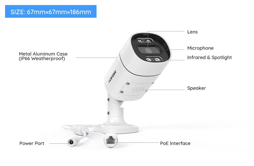 H.View 5Mp 8Mp 4K Ip Camera Poe Ai Face Detection CCTV Security Cameras H.265 Outdoor Audio Video Surveillance Onvif Xmeye