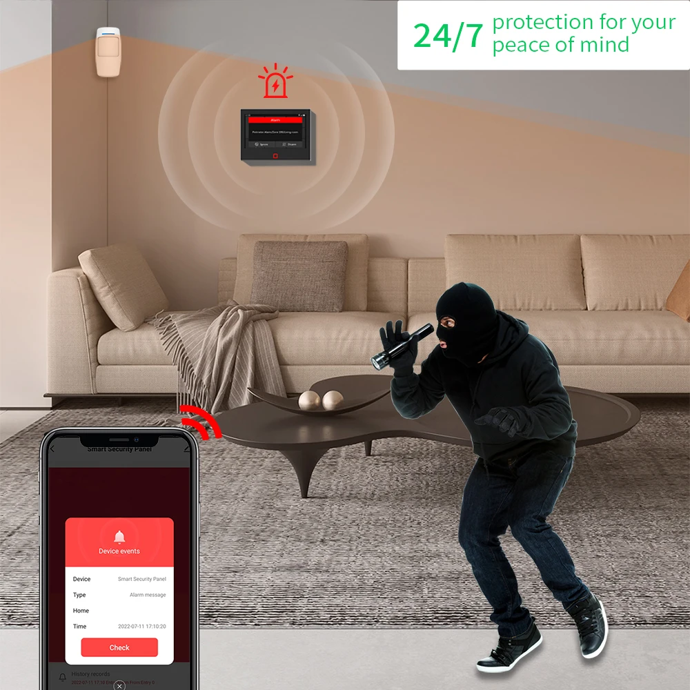 Staniot 4G Home Security Alarm System WiFi Wireless Burglar 30 Kit Tuya Smart Life App Control Support Anti-fingerprint