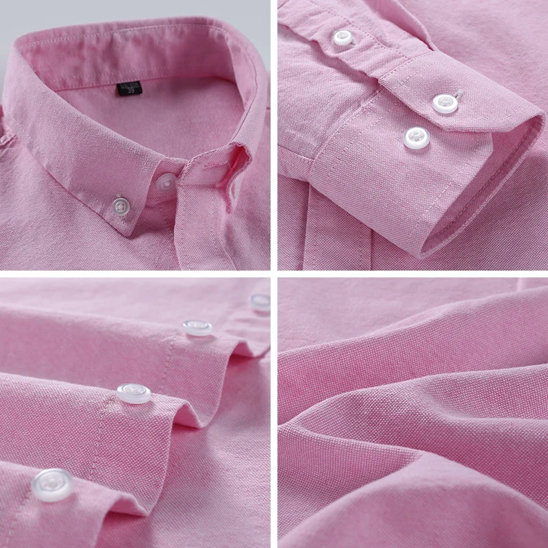 Large Size Full Men's Shirts 100% Pure Cotton Oxford Business Casual Shirt Soft Slim Fit Formal Plain Shirt Long Sleeve Clothes