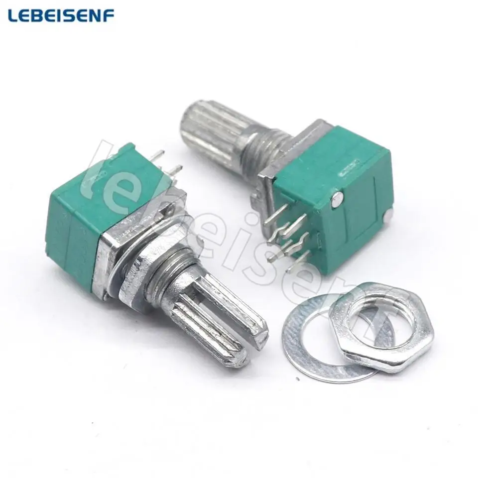 5pcs/lot Special Audio Amplifier High Precision 10% Double Potentiometer RK097G A20K A50K A100K Handle Length 15MM Flower Axis