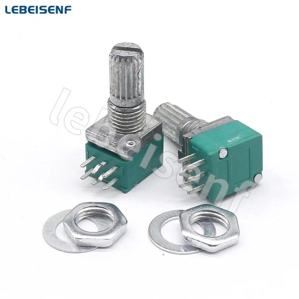 5pcs/lot Special Audio Amplifier High Precision 10% Double Potentiometer RK097G A20K A50K A100K Handle Length 15MM Flower Axis