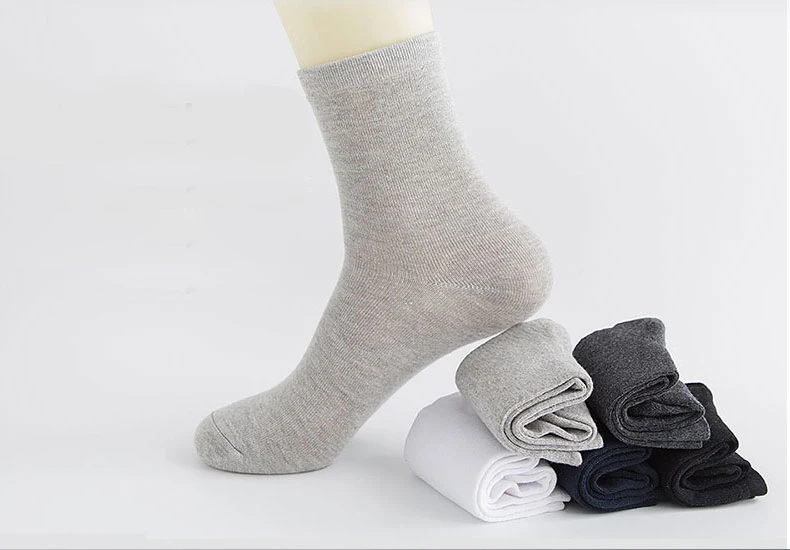 HSS 5/10 Pairs Men's Cotton Blend Socks Black Business Men Socks Soft Breathable Summer Winter for Male Socks Plus Size (6.5-14)