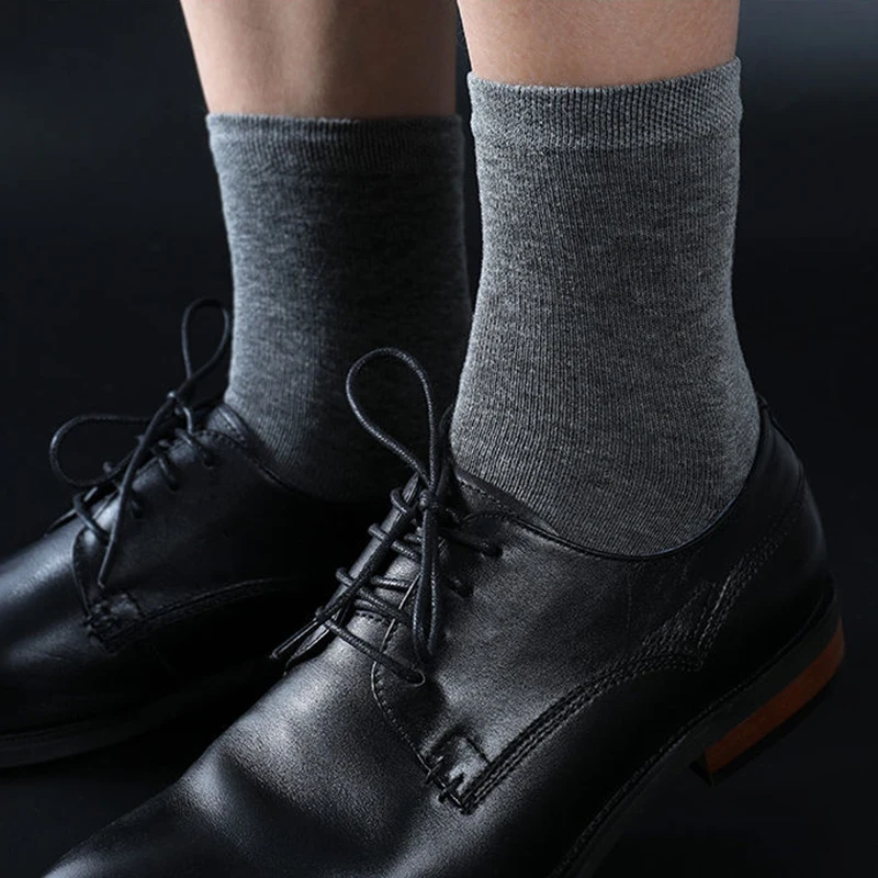 HSS 5/10 Pairs Men's Cotton Blend Socks Black Business Men Socks Soft Breathable Summer Winter for Male Socks Plus Size (6.5-14)