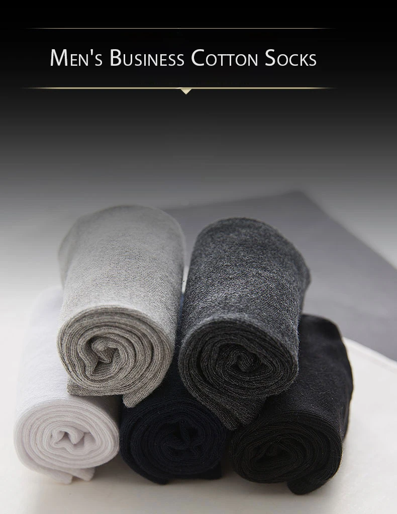 HSS 5/10 Pairs Men's Cotton Blend Socks Black Business Men Socks Soft Breathable Summer Winter for Male Socks Plus Size (6.5-14)