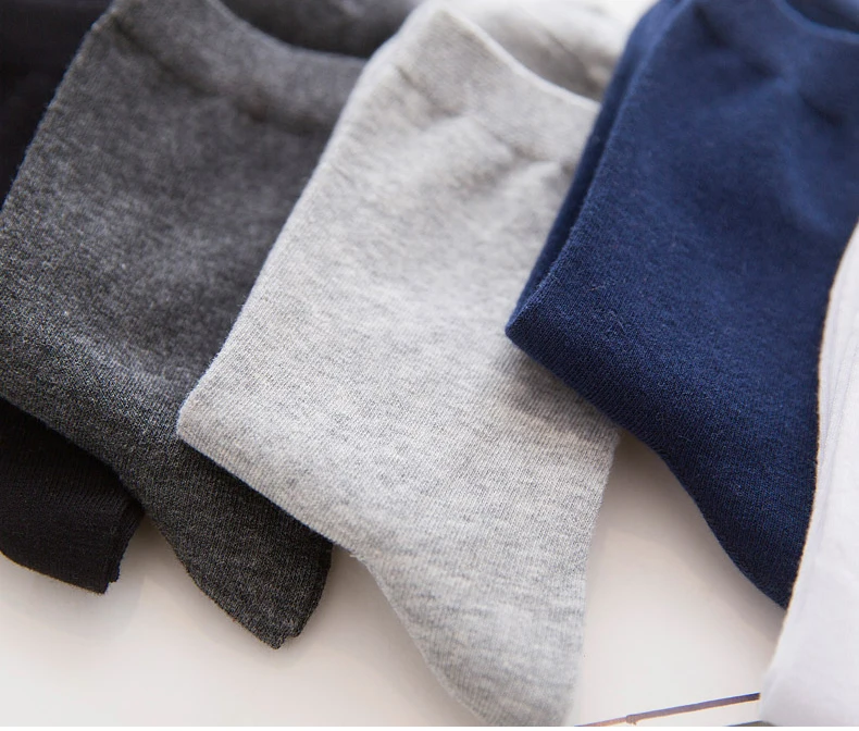 HSS 5/10 Pairs Men's Cotton Blend Socks Black Business Men Socks Soft Breathable Summer Winter for Male Socks Plus Size (6.5-14)