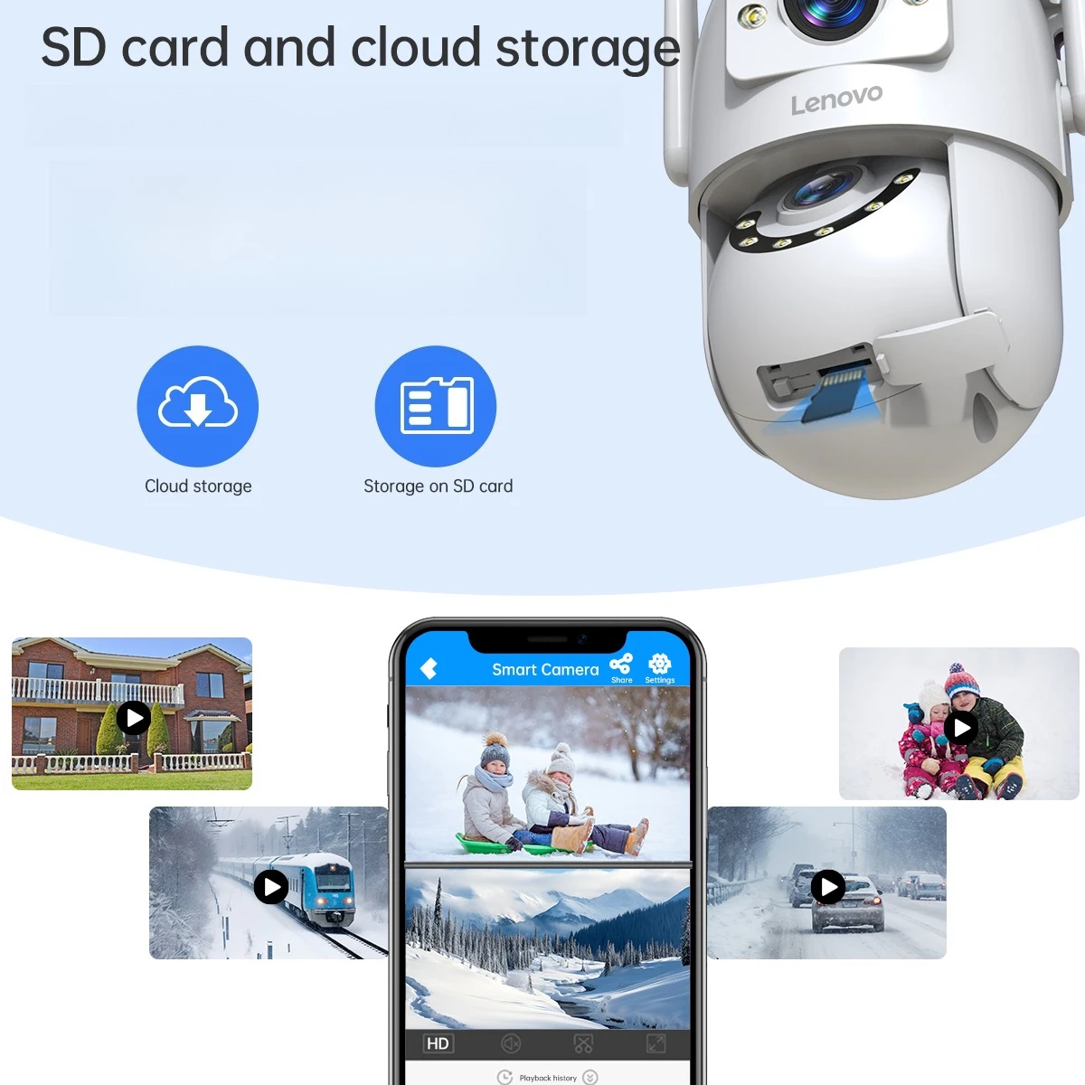 Lenovo 4K WiFi Surveillance Camera 5G Wifi Outdoor Dual Lens PTZ IP Cameras Auto Tracking Audio Video ONVIF Security CCTV Camera