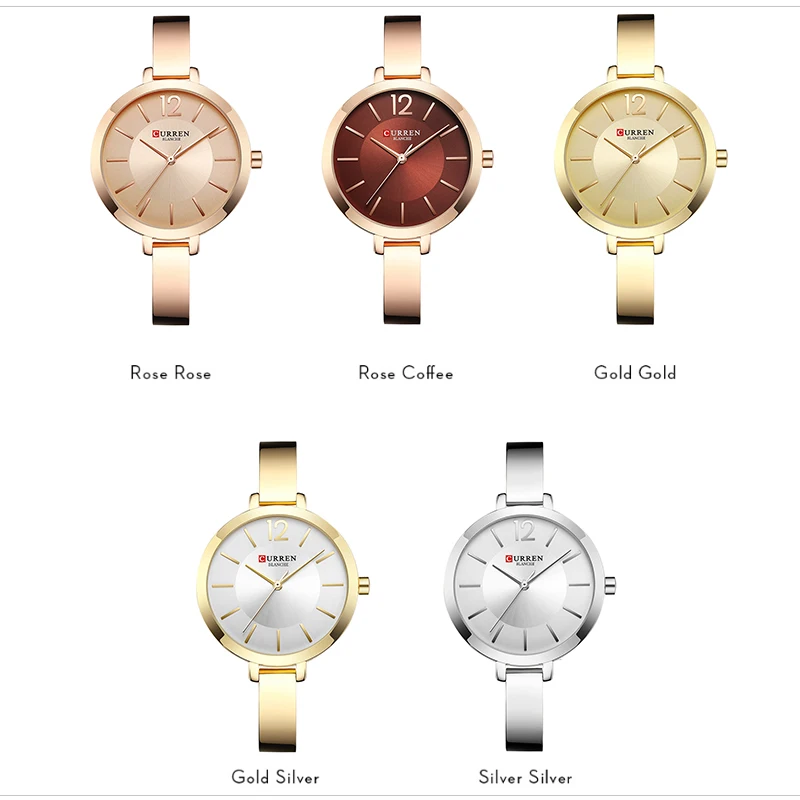 CURREN Fashion Gold Women Watches Stainless Steel Ultra Thin Quartz Watch Woman Romantic Clock Women's Watches with Box