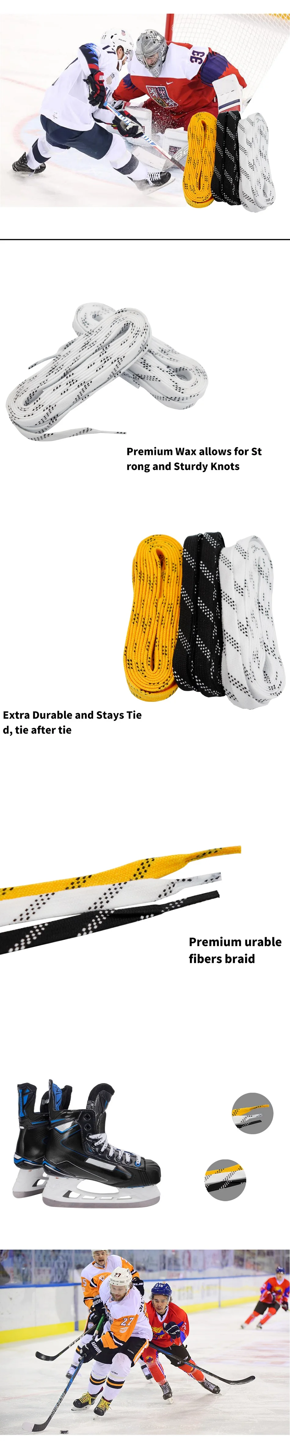 UICE Ice Hockey Skate Laces 84-120in Hockey Accessories Dual Layer Braid Hockey Shoelaces Ice Hockey Equipment