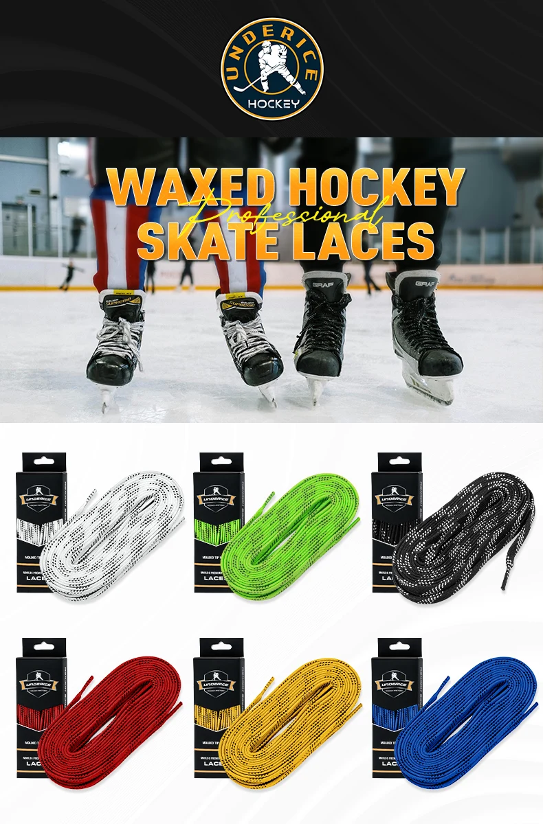 UICE Ice Hockey Skate Laces 84-120in Hockey Accessories Dual Layer Braid Hockey Shoelaces Ice Hockey Equipment