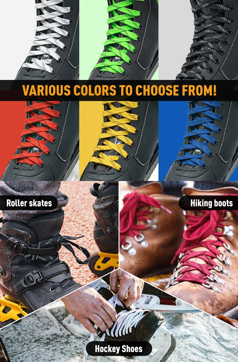 UICE Ice Hockey Skate Laces 84-120in Hockey Accessories Dual Layer Braid Hockey Shoelaces Ice Hockey Equipment