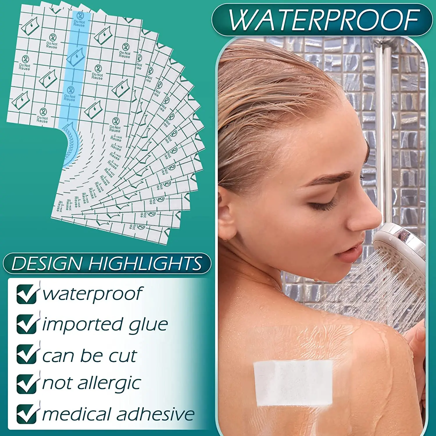 100pcs/ 50pcs Medical Adhesive Tape Transparent Tape PU Anti-allergic Medicinal Wound Dressing Fixation Tape Plaster Waterproof