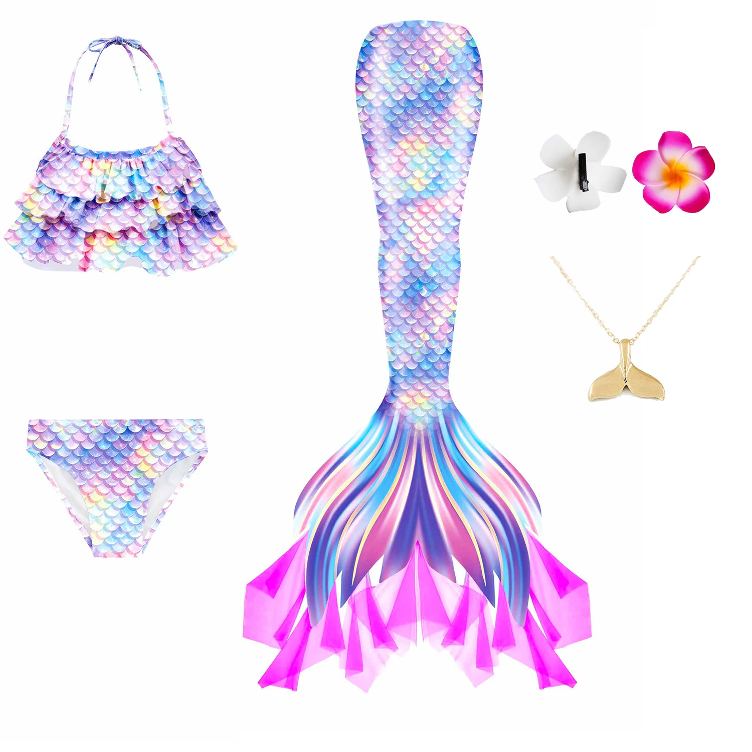 Swimming Mermaid Tail For Girls Kids Beach Dress Pool Swimming Suit With Monofin Hand Fin Mermaid Cosplay Anime Costume
