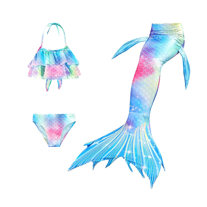 Swimming Mermaid Tail For Girls Kids Beach Dress Pool Swimming Suit With Monofin Hand Fin Mermaid Cosplay Anime Costume