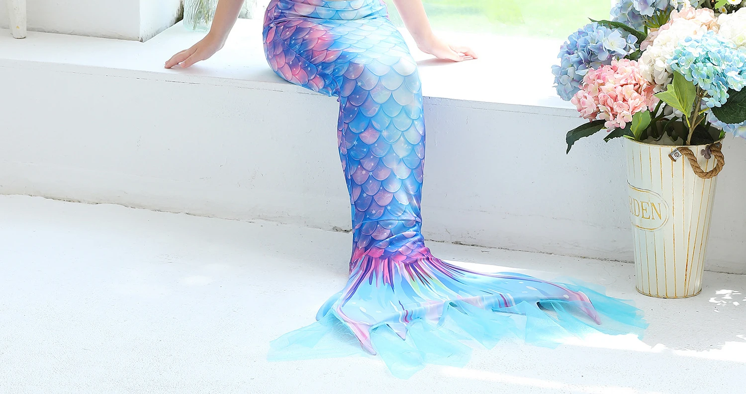 Swimming Mermaid Tail For Girls Kids Beach Dress Pool Swimming Suit With Monofin Hand Fin Mermaid Cosplay Anime Costume