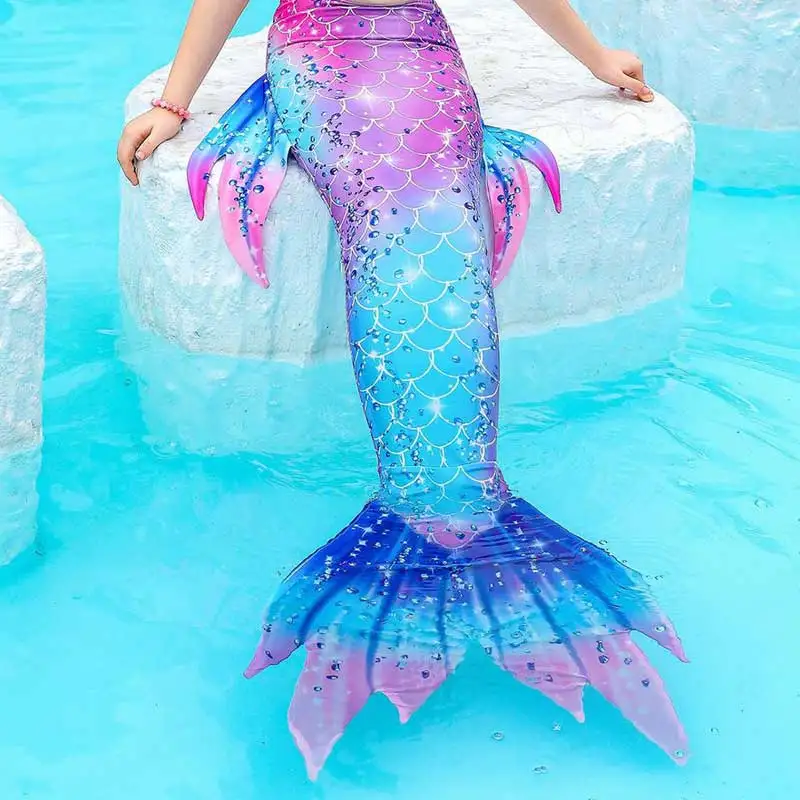 Swimming Mermaid Tail For Girls Kids Beach Dress Pool Swimming Suit With Monofin Hand Fin Mermaid Cosplay Anime Costume