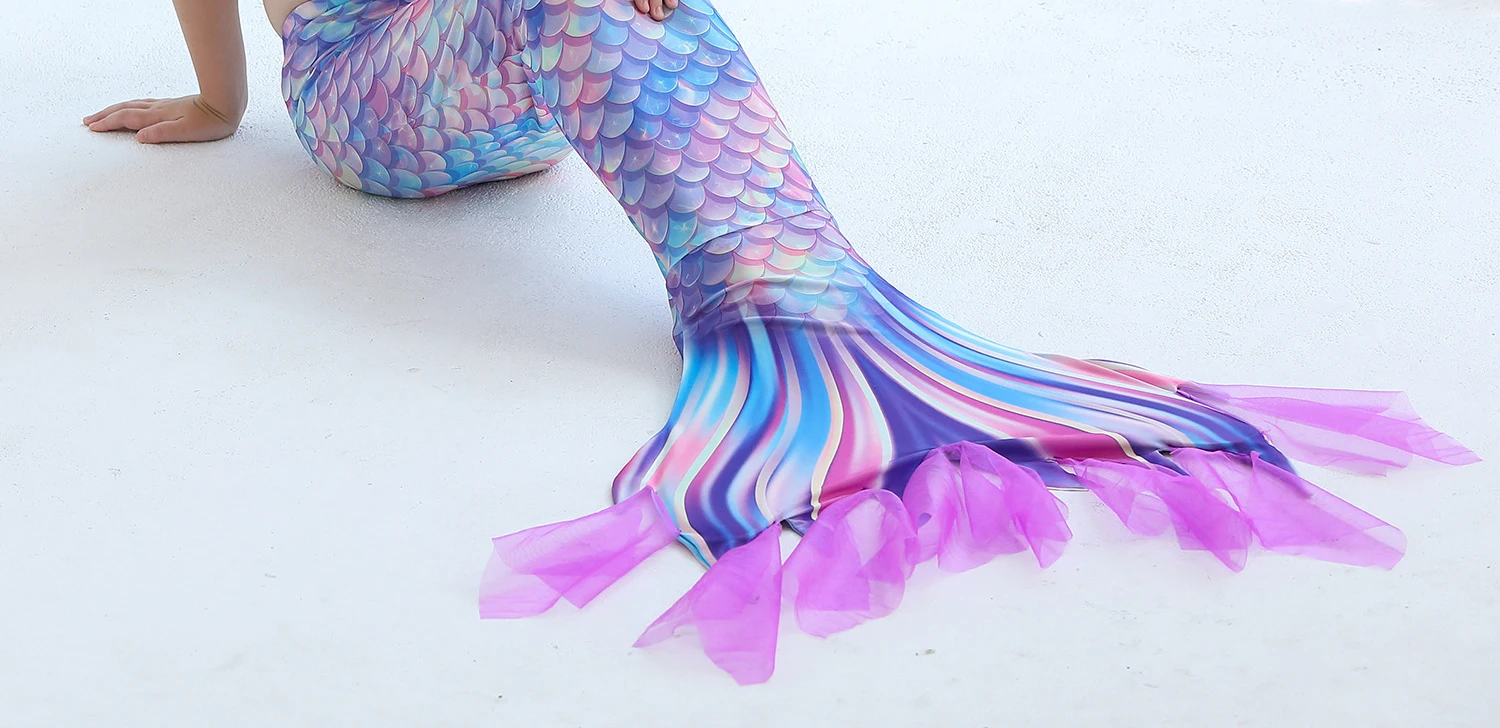 Swimming Mermaid Tail For Girls Kids Beach Dress Pool Swimming Suit With Monofin Hand Fin Mermaid Cosplay Anime Costume