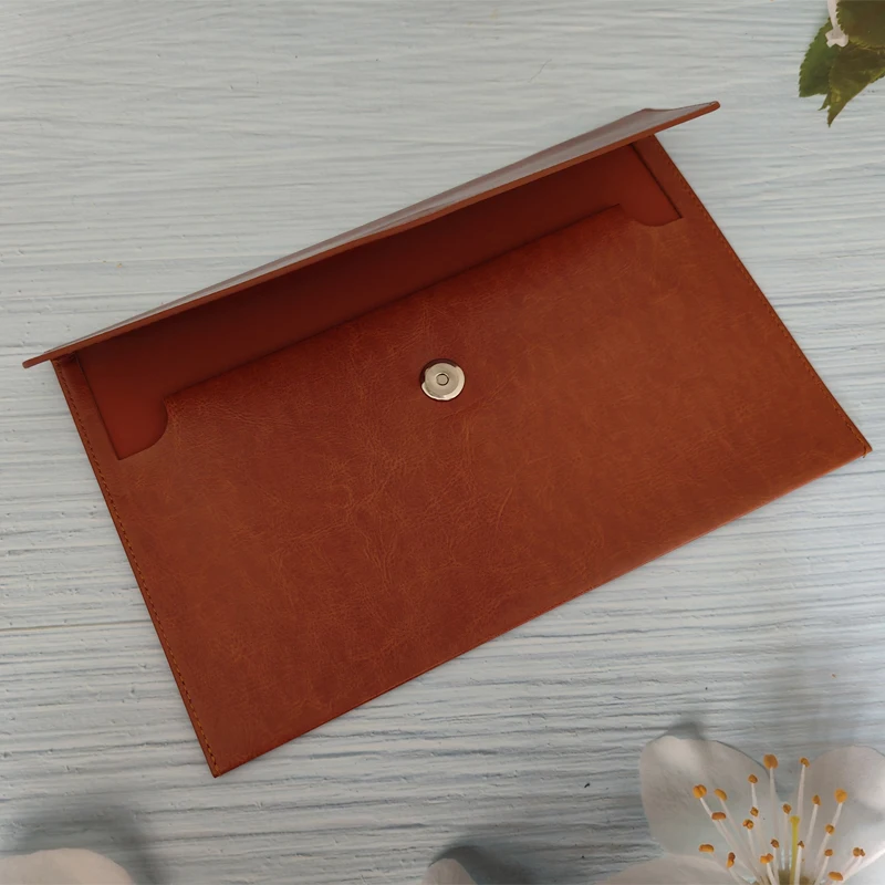 A4 A5 A6 Leather File Folder Data Package Document Bag Fashion Briefcase Data Contract Bill File Bag School Office Supplies