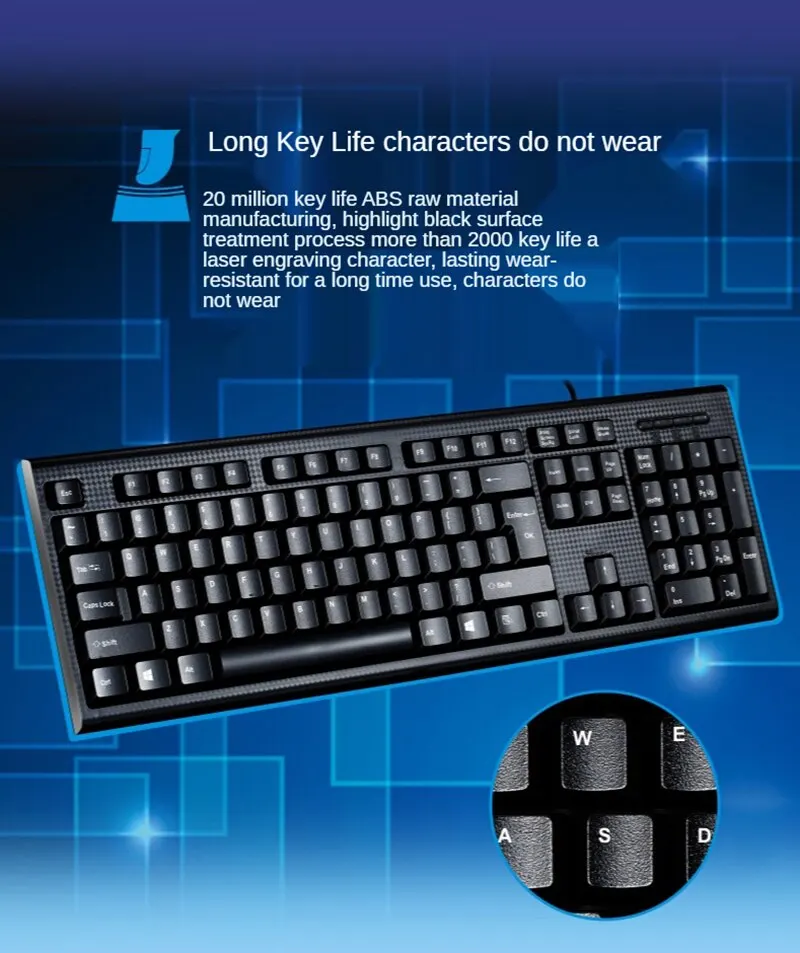 Q9 Single Keyboard USB Square Mouth Business Office Home PS2 Round Hole Wired Desktop Computer