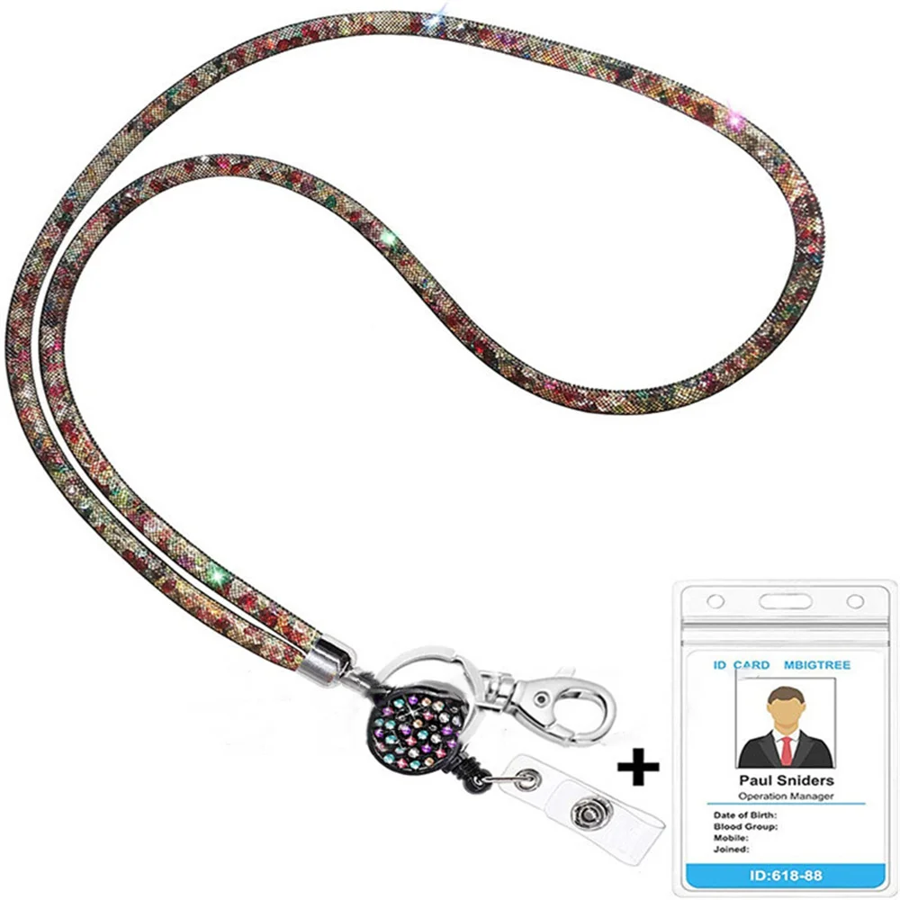 Badges Holder Retractable Lanyard Id Lanyard Name Tag Card Badge Holder Reels Chain Clips Hanging Rope Keychain Necklace Strap