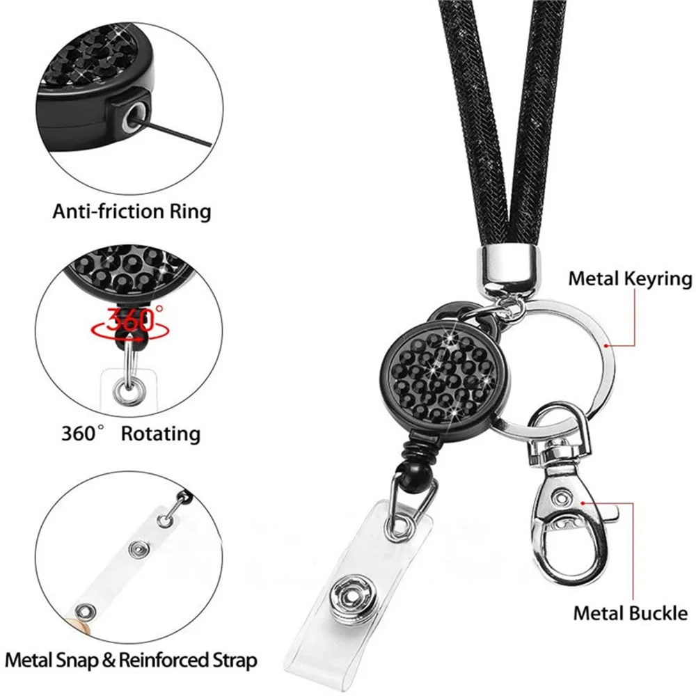 Badges Holder Retractable Lanyard Id Lanyard Name Tag Card Badge Holder Reels Chain Clips Hanging Rope Keychain Necklace Strap