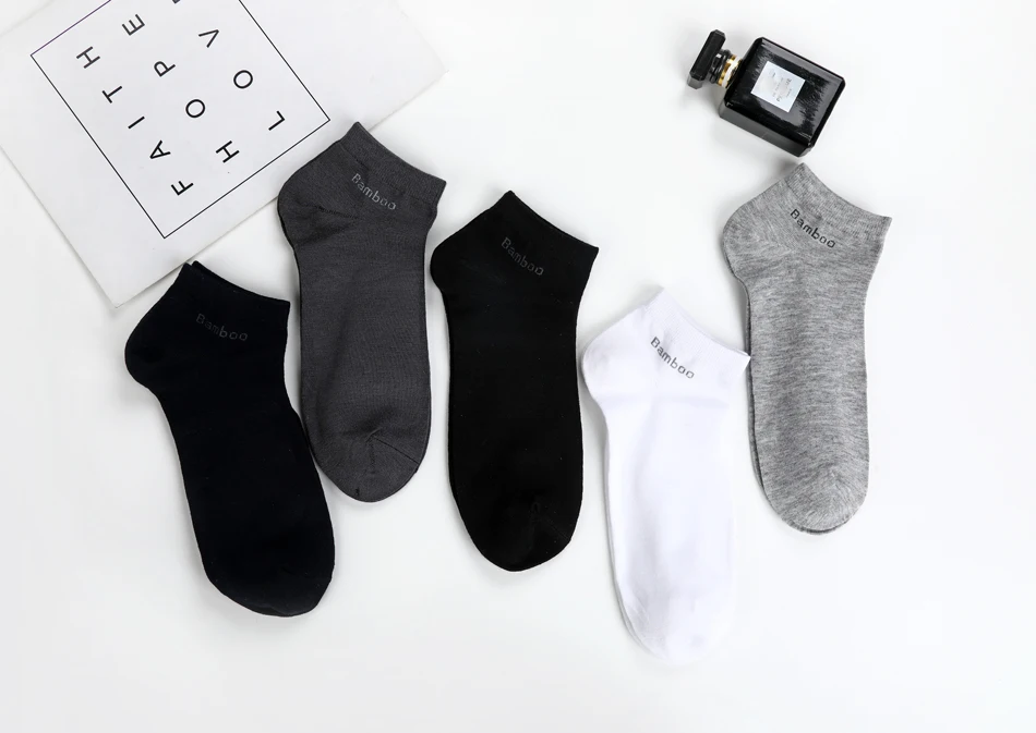 10 Pairs / Pack Men's Bamboo Fiber Socks Short High Quality New Casual Breatheable Anti-Bacterial Man Ankle Socks Men