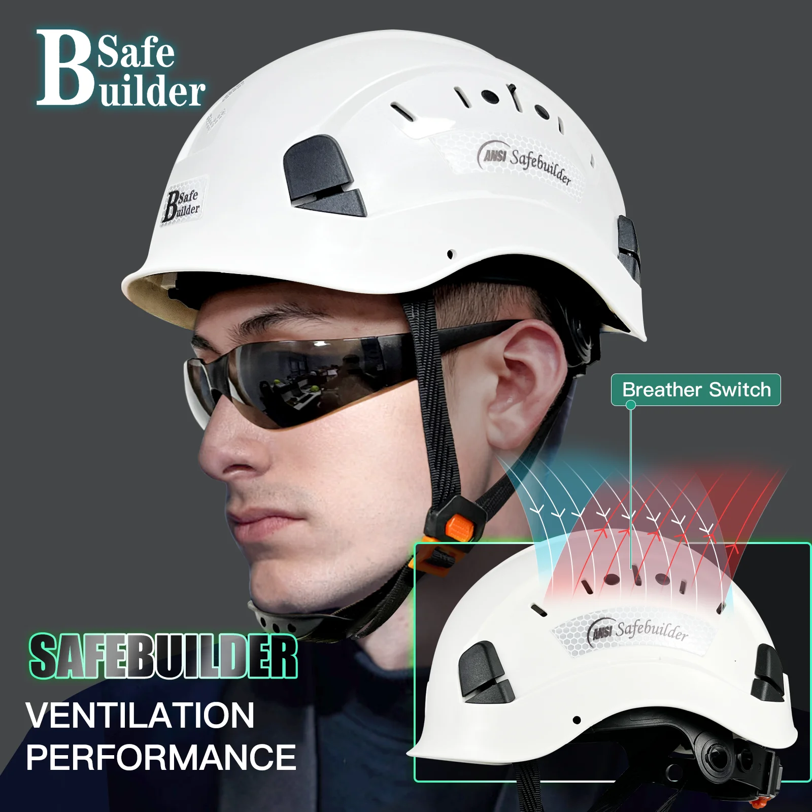 ANSI Construction Safety Helmet ABS Hard Hat Adjustable Ventilation System CE EN397 Hardhats Industrial Work Head Protection