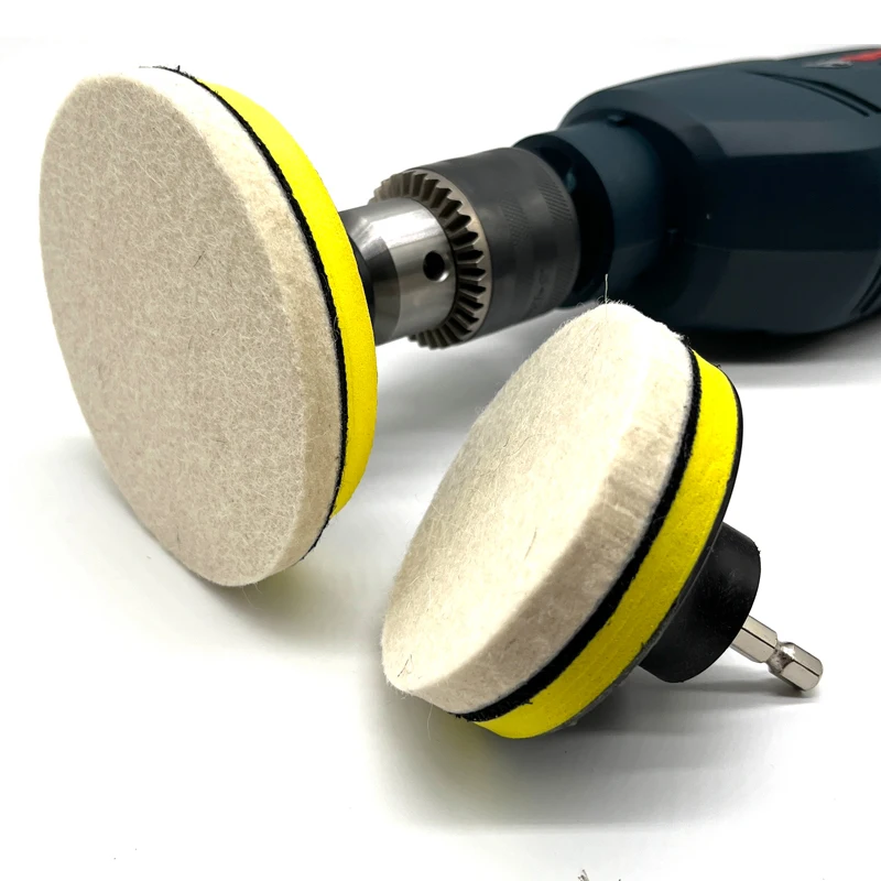 4PCS/Set Wool Felt Polishing Pad Polish Wheel Backing Pad Drill Adapter Kit Mirror Polish Glass Stainless Steel Polish