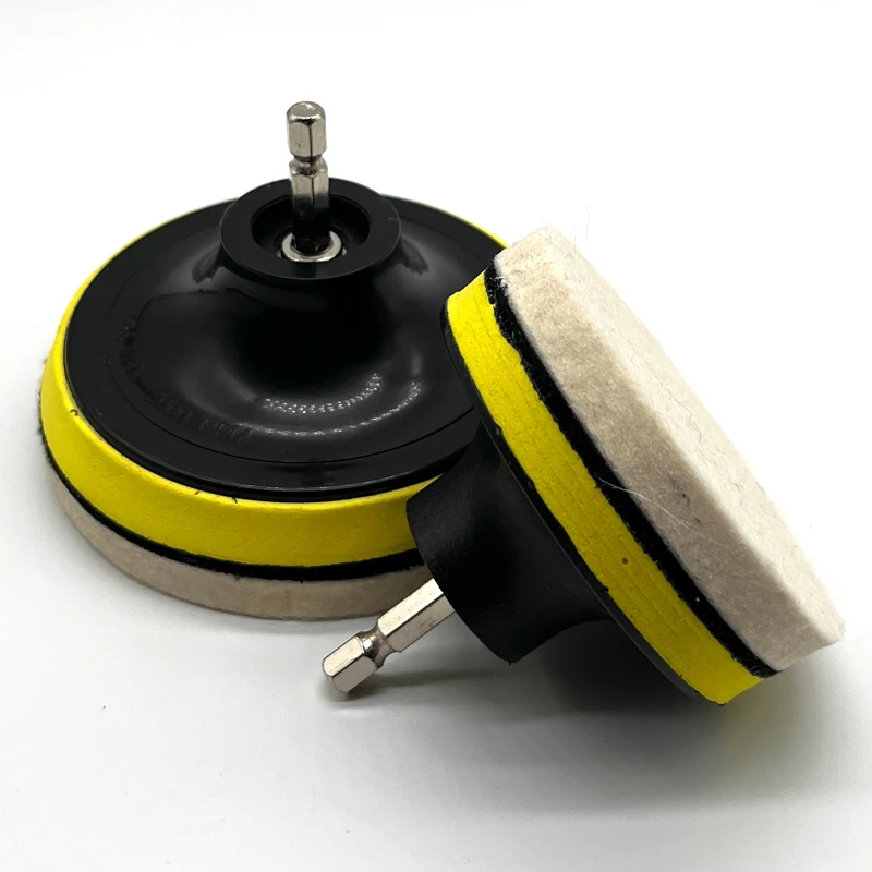 4PCS/Set Wool Felt Polishing Pad Polish Wheel Backing Pad Drill Adapter Kit Mirror Polish Glass Stainless Steel Polish