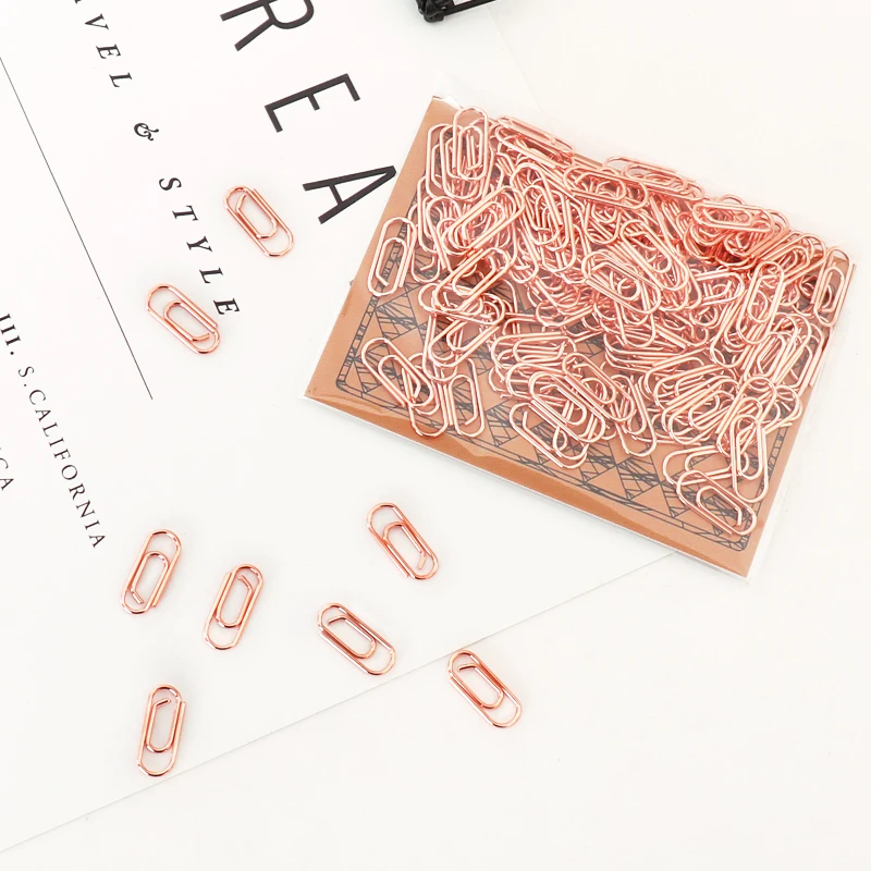 TUTU 50pcs /bag mini heart gold rose gold Color Clip Bookmark binder clip Office Accessories paper Clips Patchwork Clip H0481