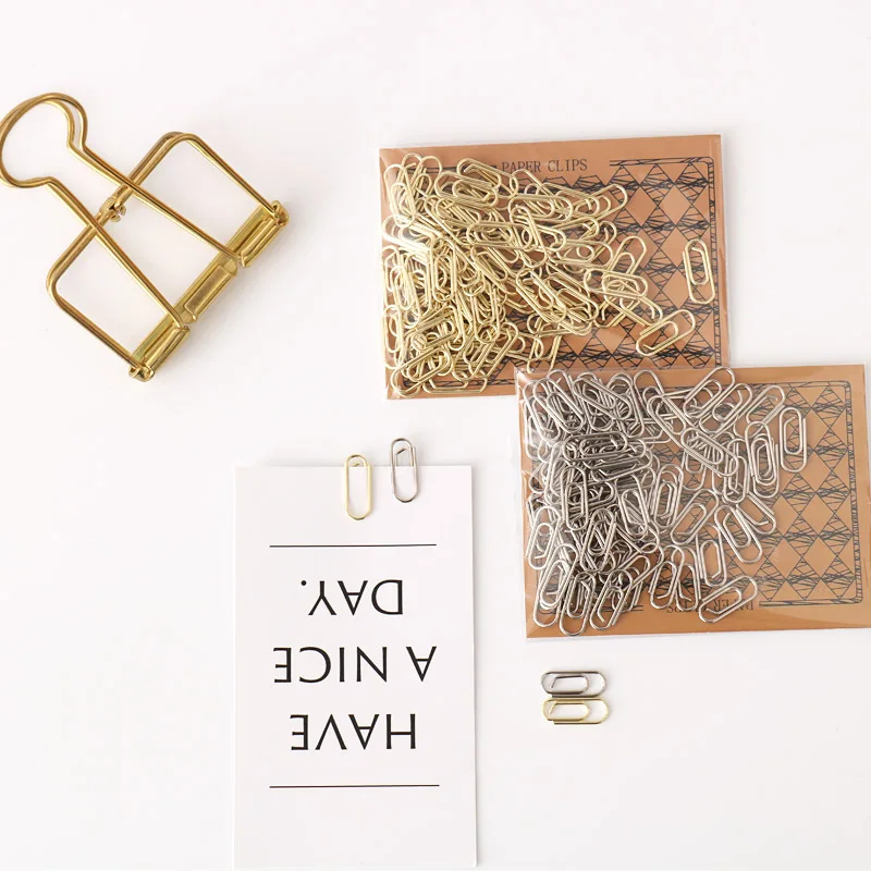 TUTU 50pcs /bag mini heart gold rose gold Color Clip Bookmark binder clip Office Accessories paper Clips Patchwork Clip H0481
