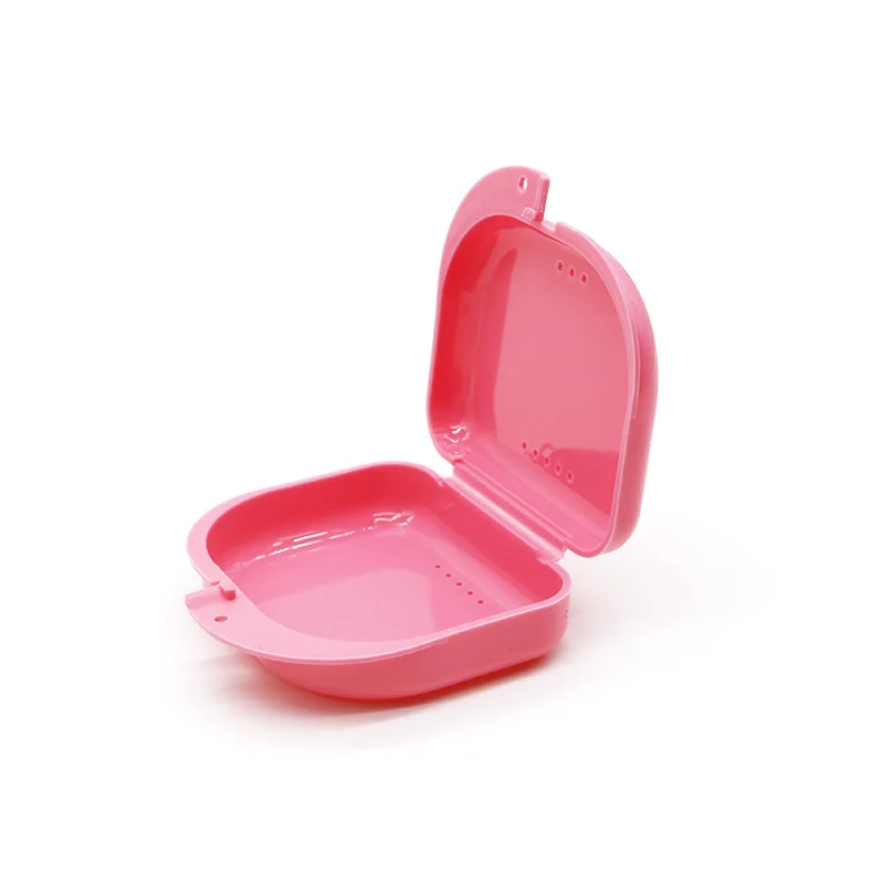 50Pcs Dental Orthodontic Retainer Box Denture Storage Container Mouth Guard Case with Vent Holes and Hinged Lid
