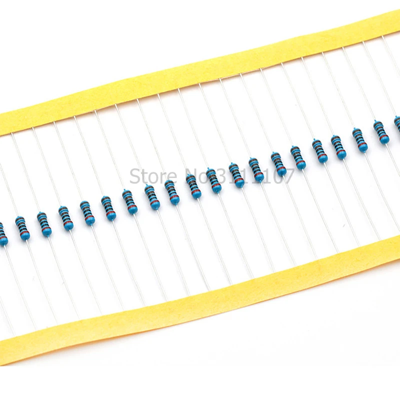 100PCS/LOT 1/4W 1R~22M 1% Metal film resistor 100R 220R 1K 1.5K 2.2K 4.7K 10K 22K 47K 100K 100 220 1K5 2K2 4K7 ohm Resistance