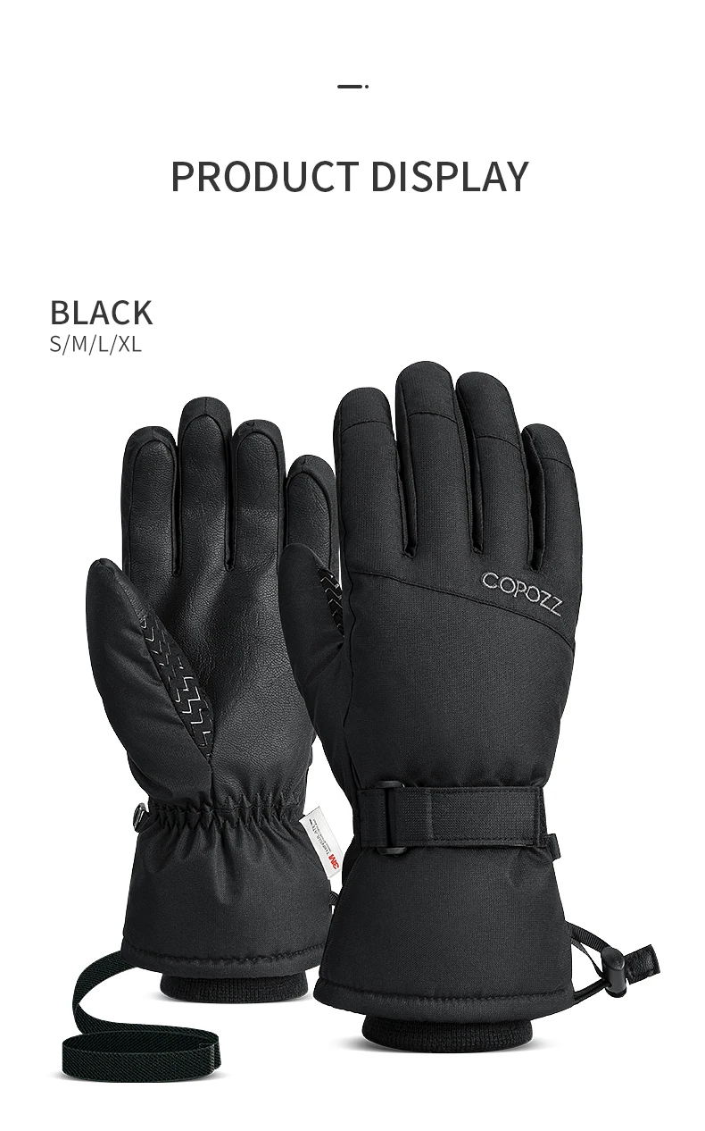 Copozz Men Women Winter Ski Gloves Waterproof Ultralight Snowboard Gloves Motorcycle Riding Snow Keep Warm Windproof Gloves