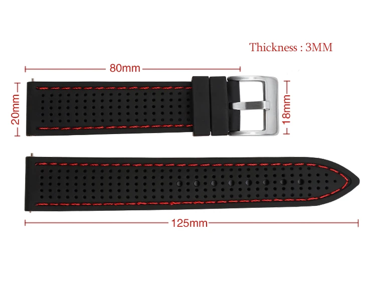18mm 20mm 22mm 24mm Silicone Sport Strap Waterproof Rubber Men Replacement Band for Samsung S3 Huawei Watch GT2 46mm Amazfit GTR