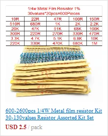 50pcs/lot 3296W Series 500R 1K 2K 5K 10K 20K 50K 100K 200K 1M Multi-turn Potentiometer 10K Variable Resistors with Box Set