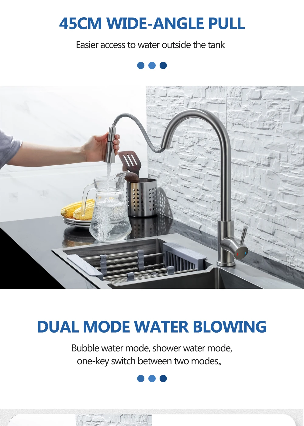 DQOK Kitchen Faucet Pull Out Brushed Nickle Sensor Stainless Steel Black Smart Induction Mixed Tap Touch Control Sink Tap