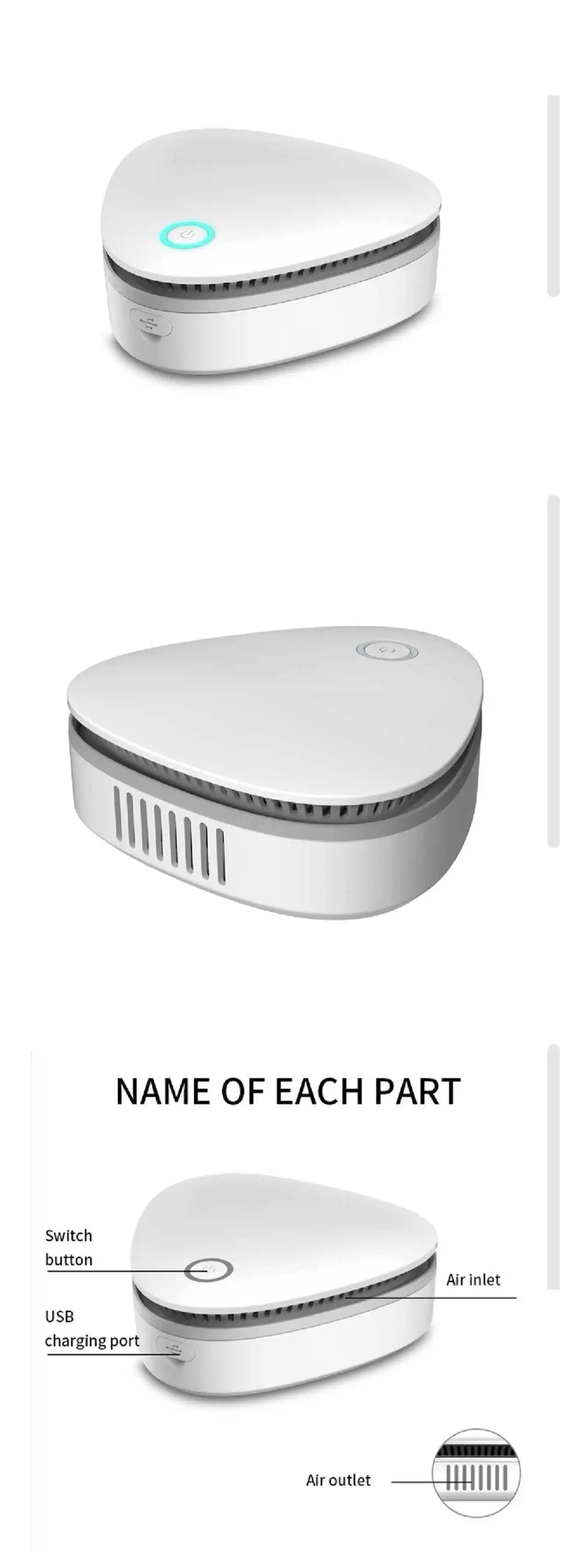 Ozone Air Purifier Sterilizer Deodorizer for Bathroom Toilet Shoe Cabinet Car Mounted Deodorization And Disinfection Device