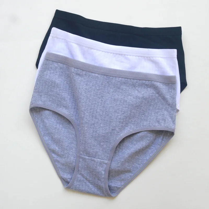6pcs Cotton Women Panties Lady Plus Size Underwear High Waist Briefs Breathable Solid Color Female Lingerie Shorts