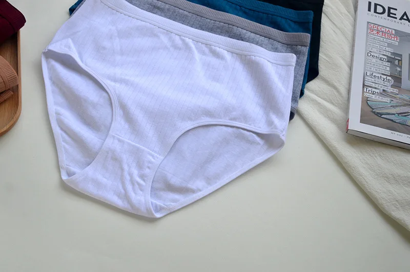 6pcs Cotton Women Panties Lady Plus Size Underwear High Waist Briefs Breathable Solid Color Female Lingerie Shorts